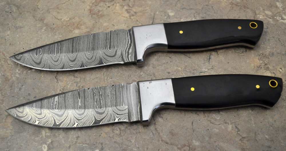  Custom Made Damascus Steel Set of 2 Hunting Knives with Mix Handle (LT 14)-img-0