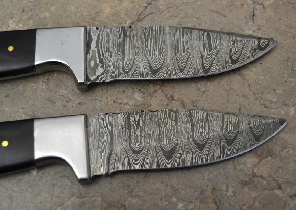  Custom Made Damascus Steel Set of 2 Hunting Knives with Mix Handle (LT 14)-img-4