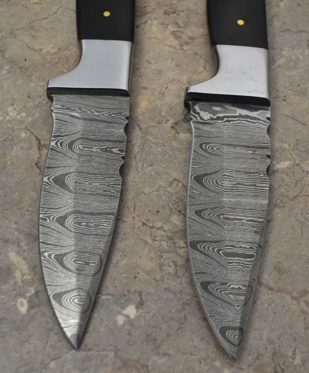  Custom Made Damascus Steel Set of 2 Hunting Knives with Mix Handle (LT 14)-img-5