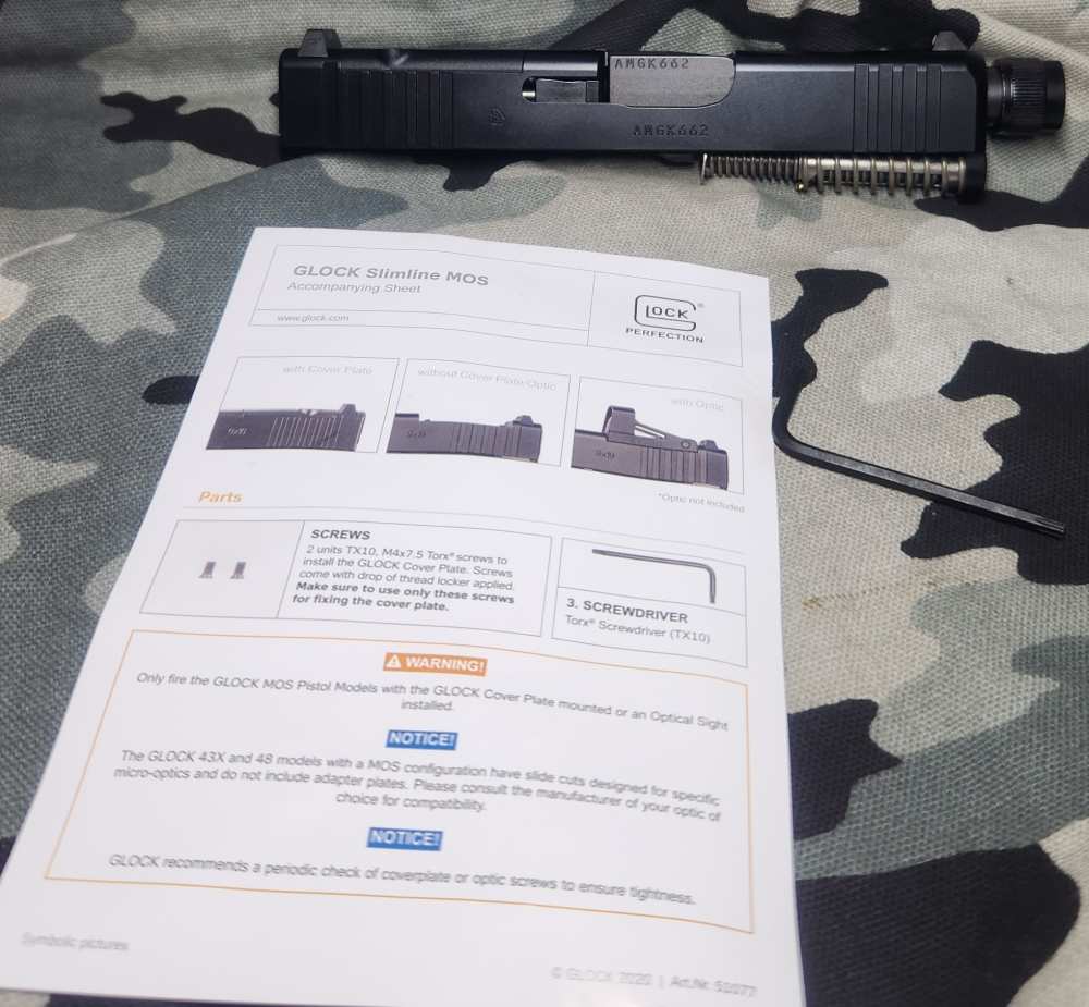 Glock G43X MOS 9MM OEM slide 43X OPTIC Ready OEM Threaded Barrel   New-img-1
