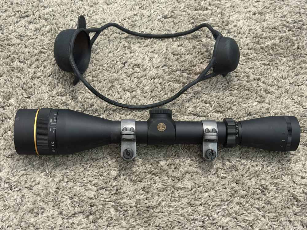 Leupold VX-2 4-12 riflescope matte AO 1” tube Duplex 1/4” click Ruger rings-img-0