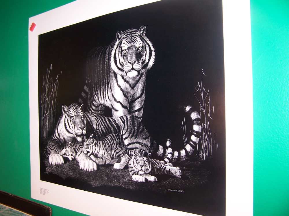 Tiger art lithograph print signed by Darrell Wirkkula - gun room Art-img-0