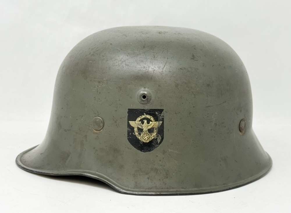 WW2 German M34 Double Decal Police HELMET SD SS WWII -img-1