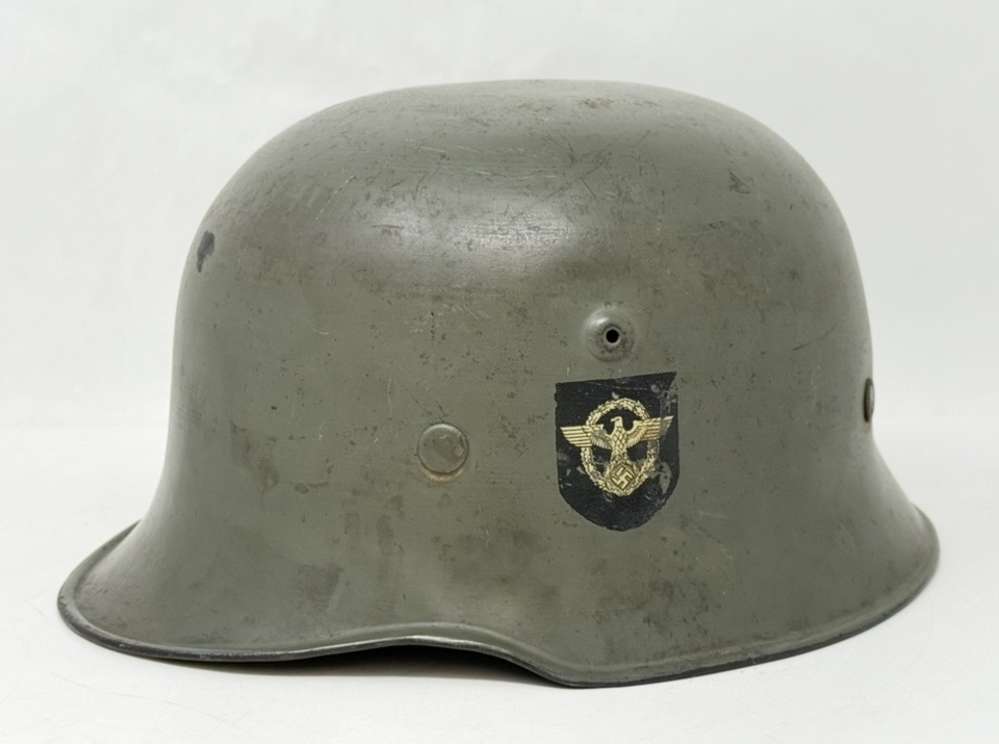 WW2 German M34 Double Decal Police HELMET SD SS WWII -img-2