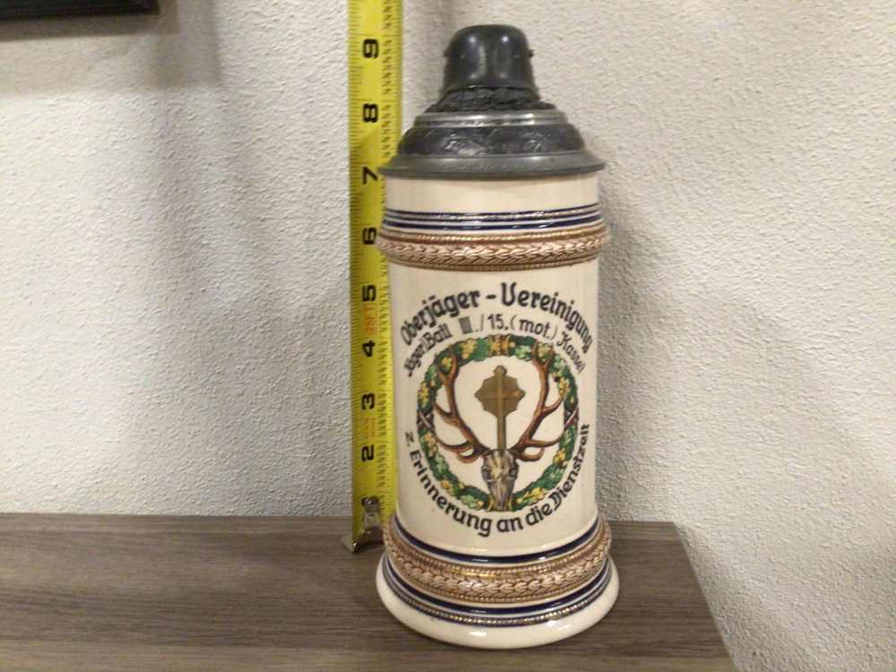 Original 1938 WWII German Jager Stein Named To A Sergeant— MINT-img-0