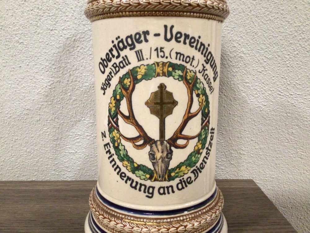 Original 1938 WWII German Jager Stein Named To A Sergeant— MINT-img-2