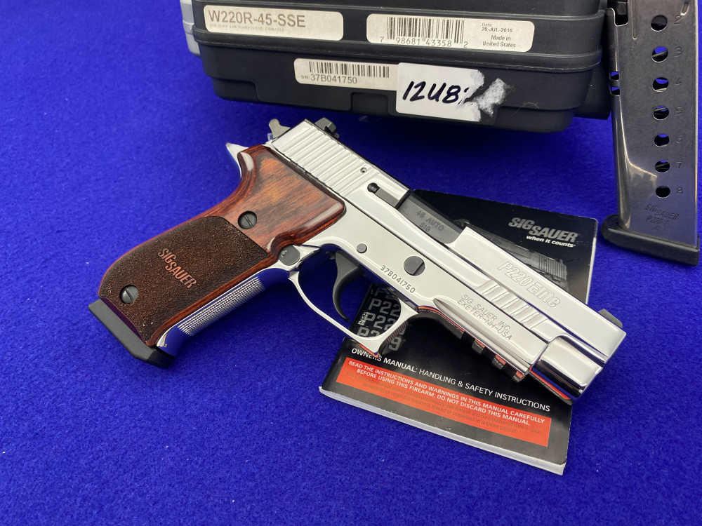 ULTIMATE BRIGHT STAINLESS Sig Sauer P220 ELITE 45ACP w/ Orig Box & 2 Mags-img-13