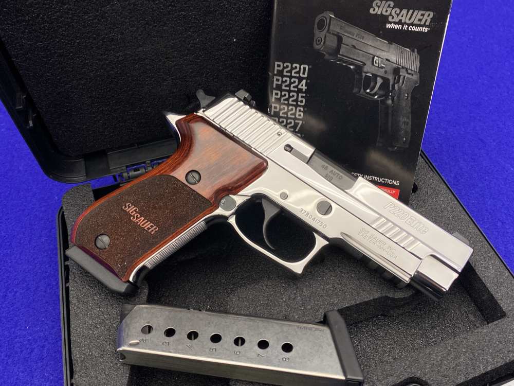 ULTIMATE BRIGHT STAINLESS Sig Sauer P220 ELITE 45ACP w/ Orig Box & 2 Mags-img-0