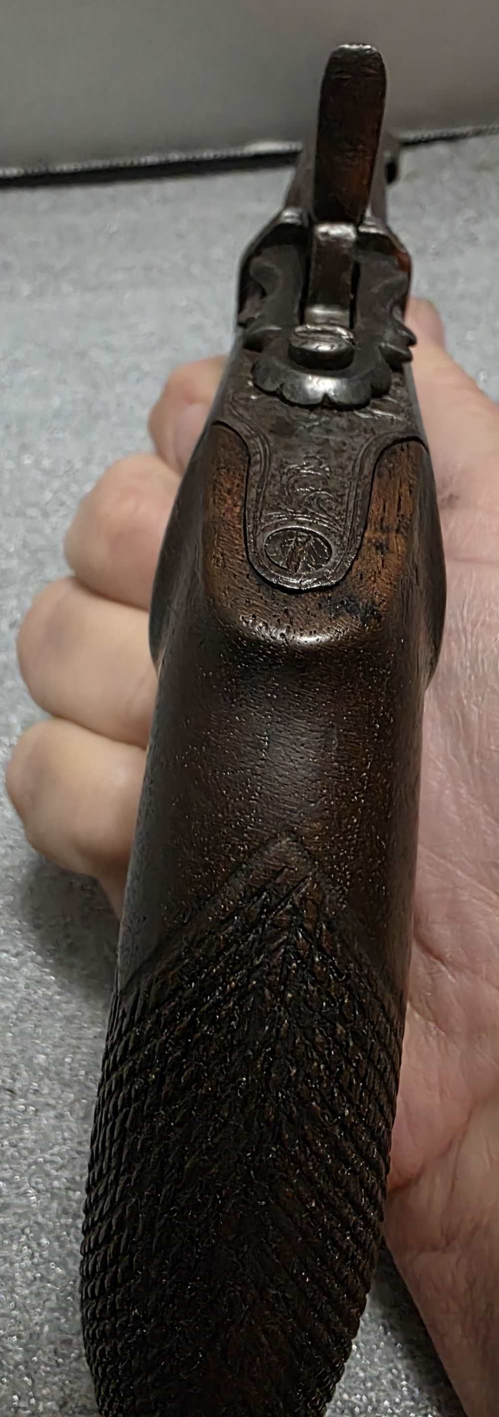 Antique Rotating Double Barrel Black Powder Pistol -img-20