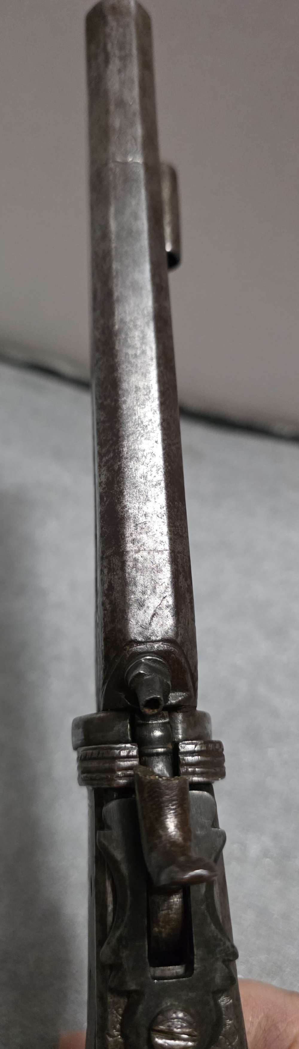 Antique Rotating Double Barrel Black Powder Pistol -img-23
