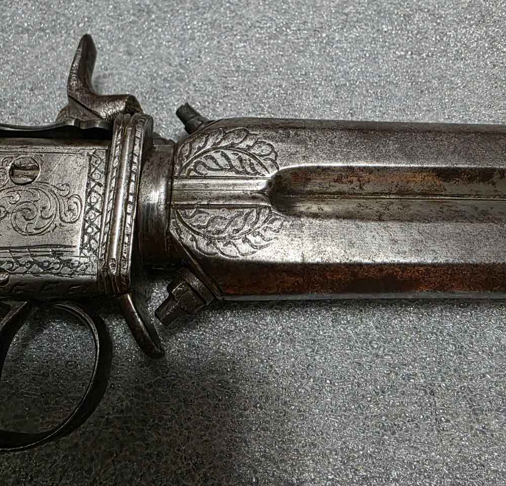 Antique Rotating Double Barrel Black Powder Pistol -img-3