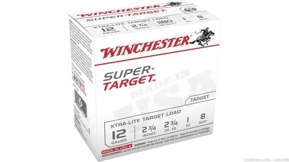  25 ROUNDS Winchester XTRA-LITE 12 ga 2 3/4" 1oz 8-SHOT Super Target -img-0