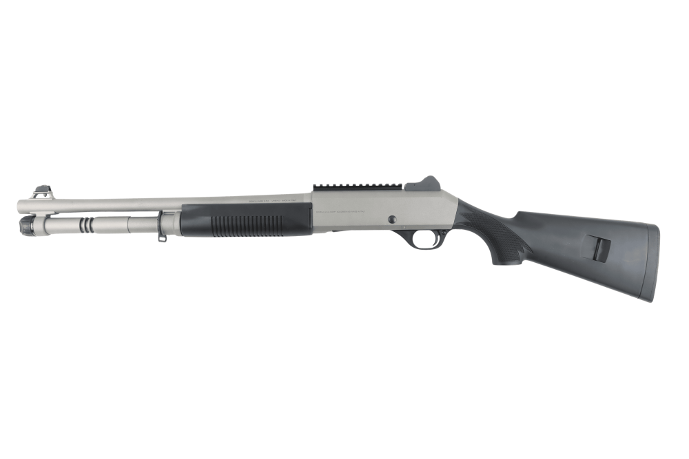 Used Exlnt Benelli M4 H2O Tactical 12GA Semi-Auto 18.5in Titanium Cerakote -img-1