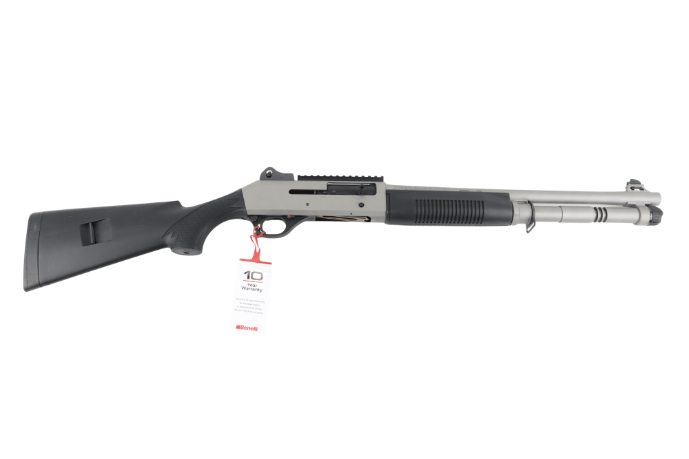 Used Exlnt Benelli M4 H2O Tactical 12GA Semi-Auto 18.5in Titanium Cerakote -img-0