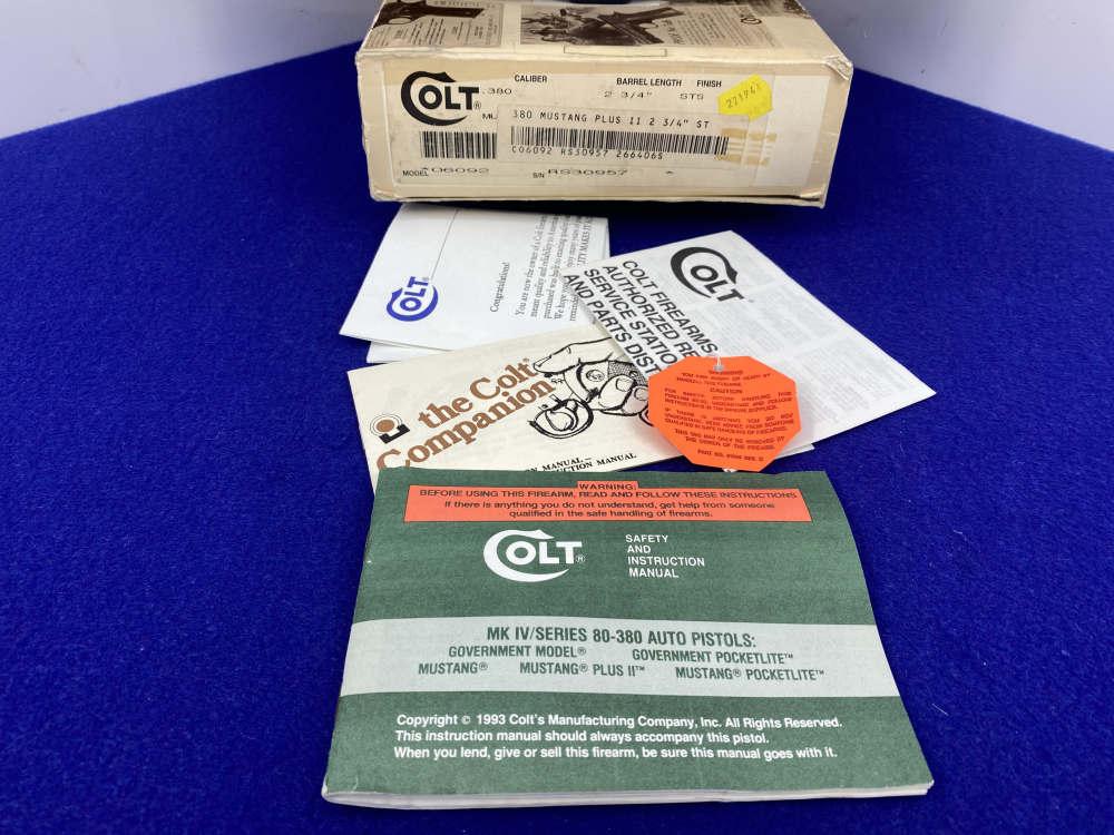 1994 Colt MK IV Series 80 Mustang Plus II .380ACP *COLLECTIBLE COLT PISTOL*-img-5