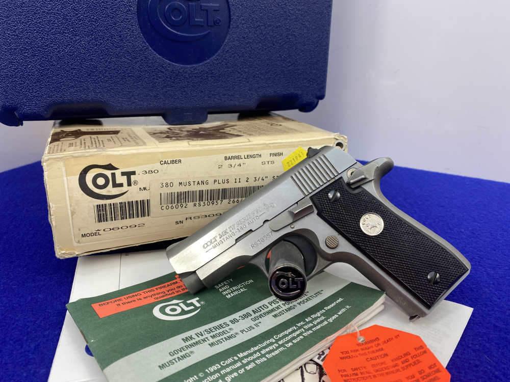 1994 Colt MK IV Series 80 Mustang Plus II .380ACP *COLLECTIBLE COLT PISTOL*-img-0