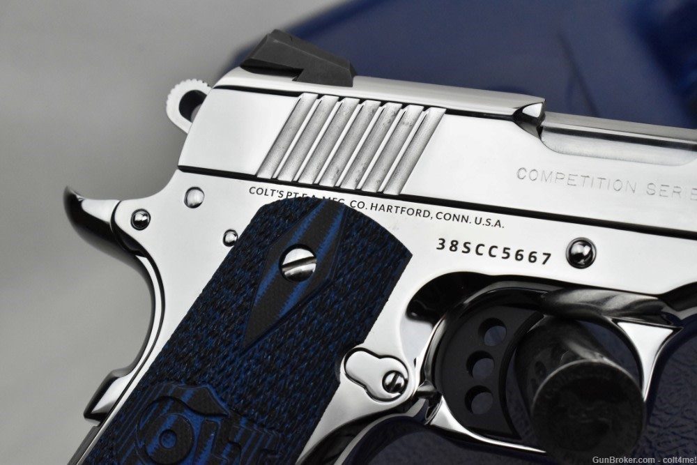 BRIGHT STAINLESS Colt Competition .38 SUPER GOVT 1911 Model O1073CCS  - NEW-img-10