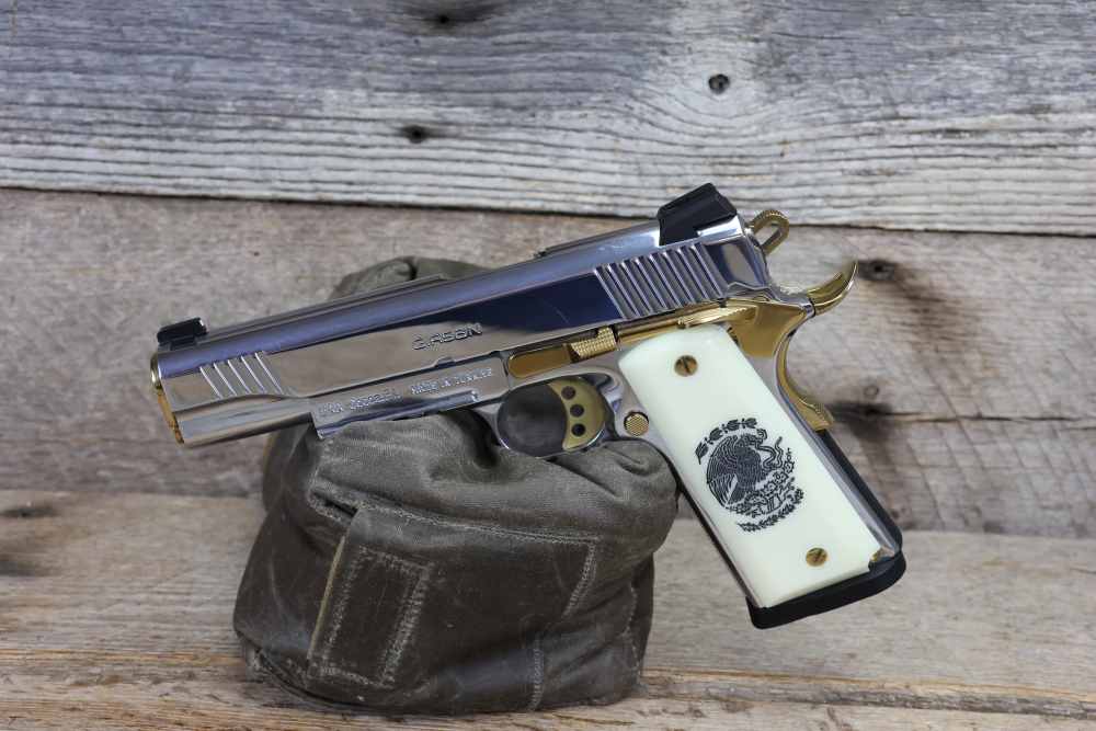 EAA Girsan MC1911 S Liberador 2 .45 ACP Full Size 1911 Gold/Chrome w/ Case-img-5