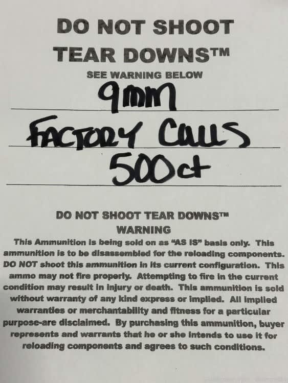 9mm TEAR DOWNS™ Factory Cull 500 Count-img-4