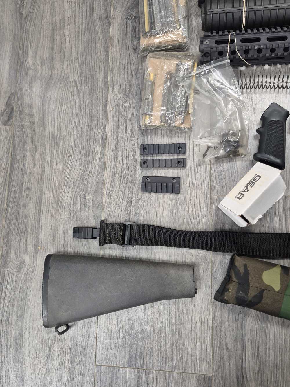 PENNY! LARGE LOT OF AR15 M16 PARTS RAILS FLASH HIDERS, SLING, SMALL PARTS -img-3