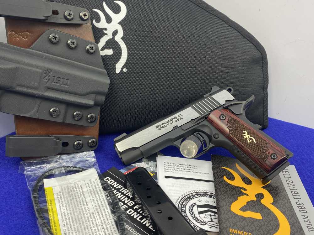 Browning 1911-380 Black Label Medallion .380 ACP *ENGRAVED ROSEWOOD GRIPS*-img-0