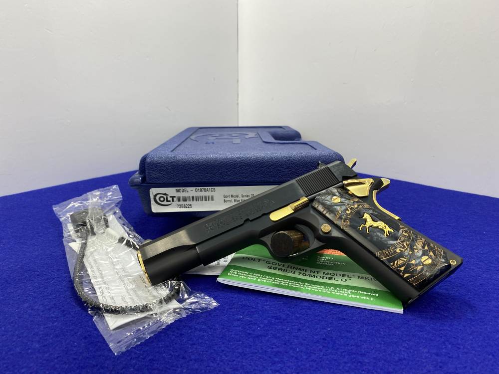 Colt MK IV Series 70 Gov .45 ACP Blue 5" *STRIKING 24K GOLD-PLATED ACCENT*-img-3