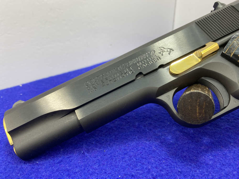 Colt MK IV Series 70 Gov .45 ACP Blue 5" *STRIKING 24K GOLD-PLATED ACCENT*-img-13