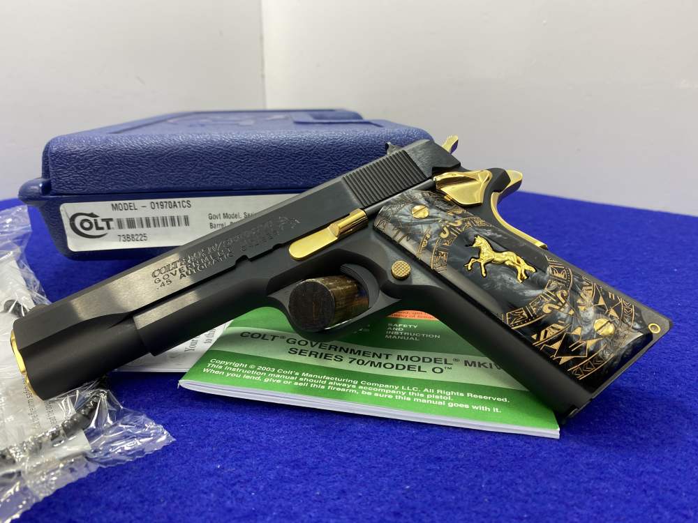 Colt MK IV Series 70 Gov .45 ACP Blue 5" *STRIKING 24K GOLD-PLATED ACCENT*-img-0