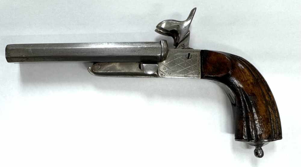 Antique Belgian Double Barrel Pinfire Pocket Pistol – Approx. 11mm – Liège -img-2