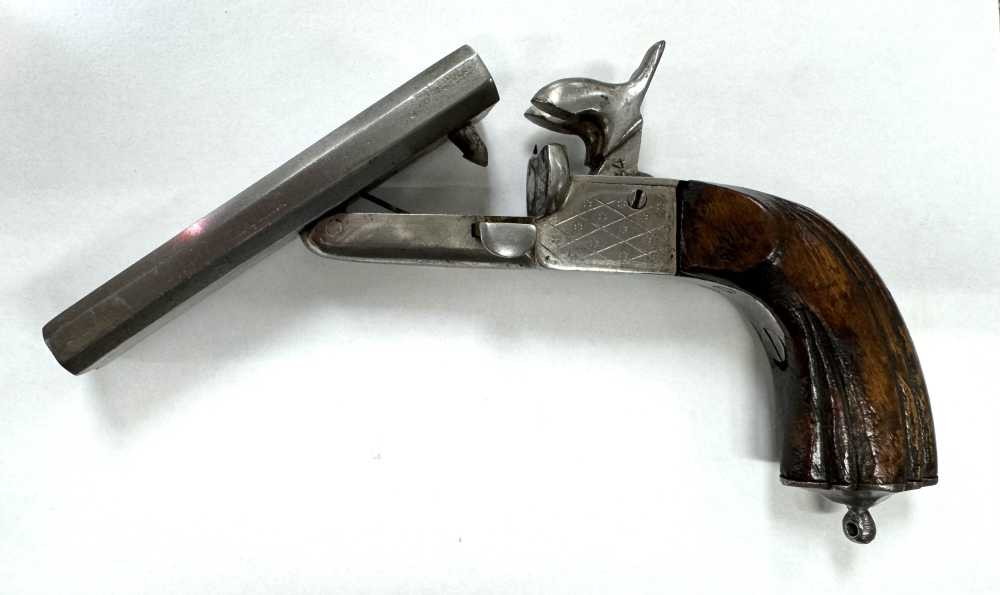 Antique Belgian Double Barrel Pinfire Pocket Pistol – Approx. 11mm – Liège -img-18
