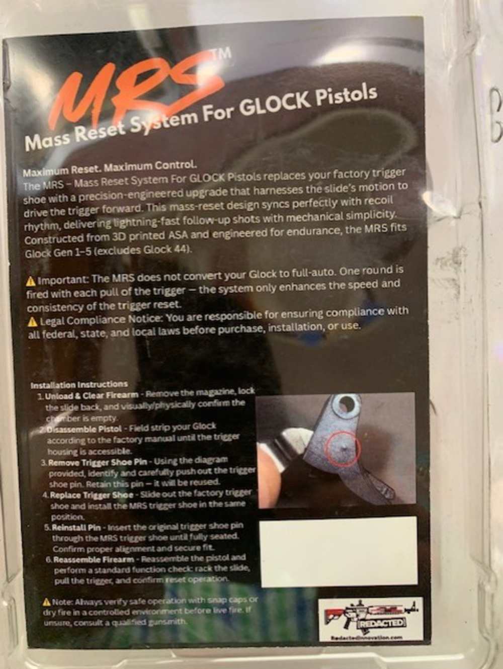 Redacted Industries Advanced Glock forced reset trigger Gen 1-5-img-1