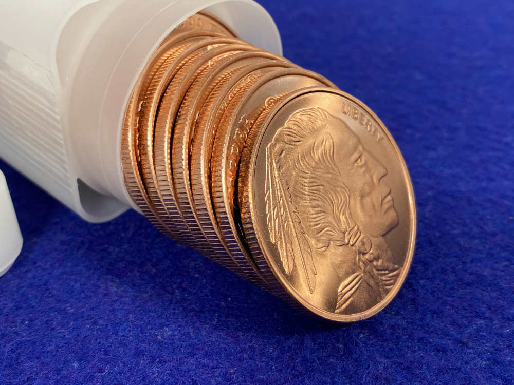 20) Copper Buffalo Coins -Very Collectable- PURE COPPER Full Tube *20 Oz-img-3