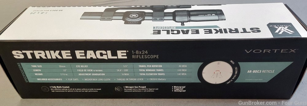 Vortex Strike Eagle 1-8x24mm 30mm Scope illum AR-BDC3 MOA Reticle SE-1824-2-img-0