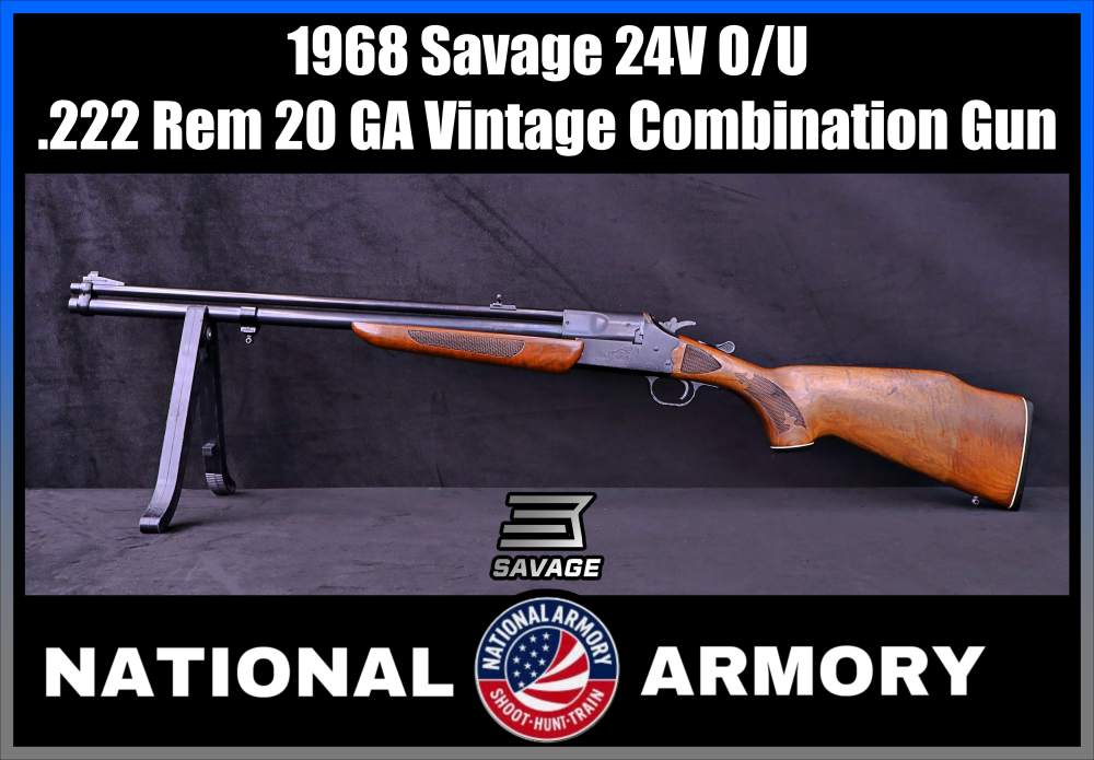 1968 Savage 24V .222 Rem 20 GA 24" BBL Over/Under Combo Gun -img-0