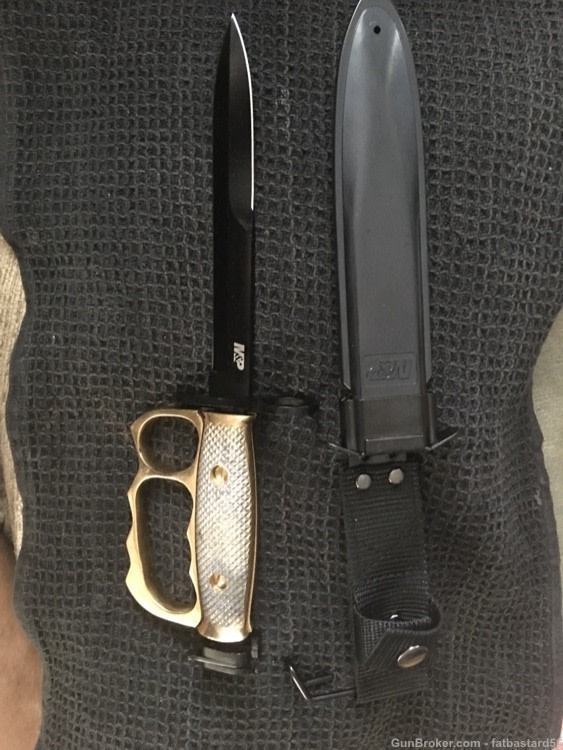 M-7 Bayonet Knuckle Duster solid Brass Grips Custom-S&W M&P Model -img-1