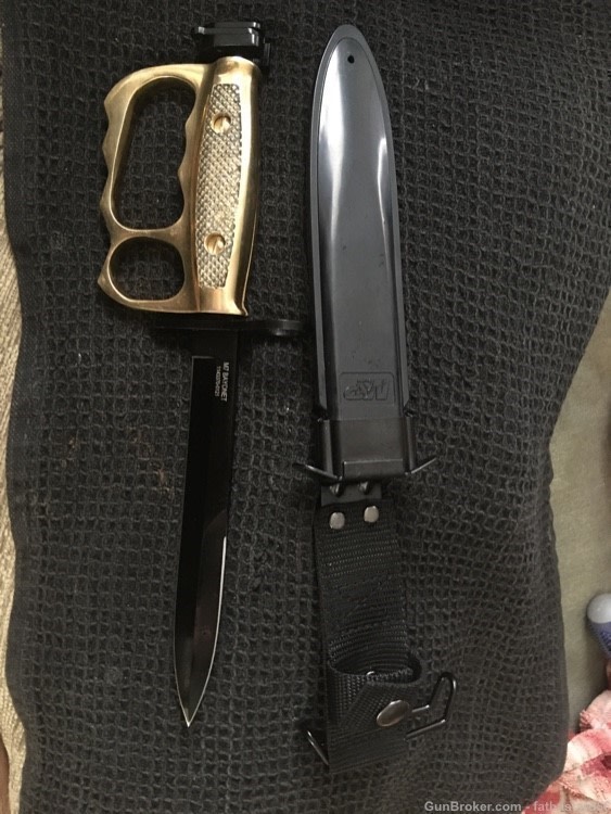 M-7 Bayonet Knuckle Duster solid Brass Grips Custom-S&W M&P Model -img-4