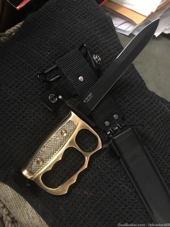 M-7 Bayonet Knuckle Duster solid Brass Grips Custom-S&W M&P Model -img-5