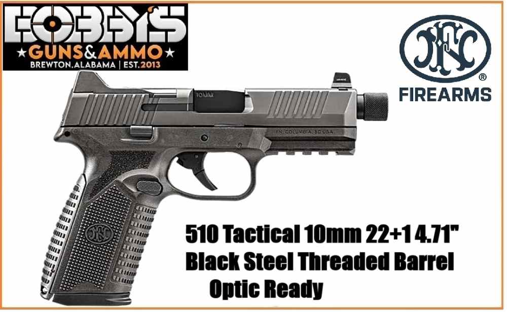 FN 66-101952 510 Tactical 10mm 22+1 4.71" Black Steel Threaded Barrel -img-0