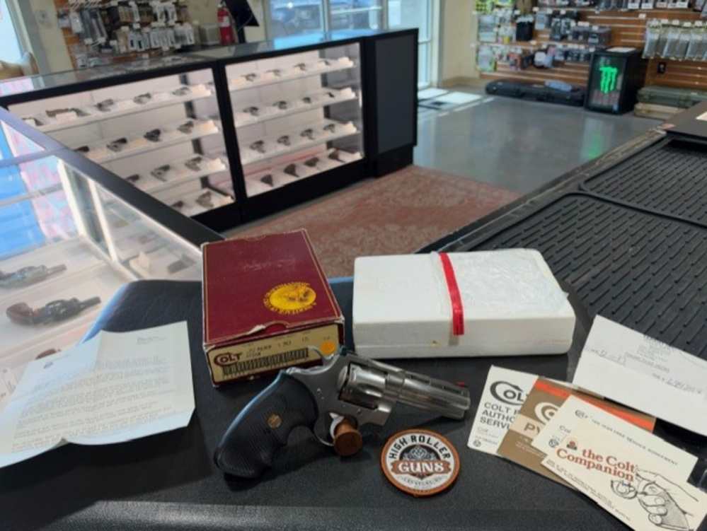 95% 1987 Colt Python Stainless 4" 357 Mag, Pachmeyer Grips, Original Box -img-3