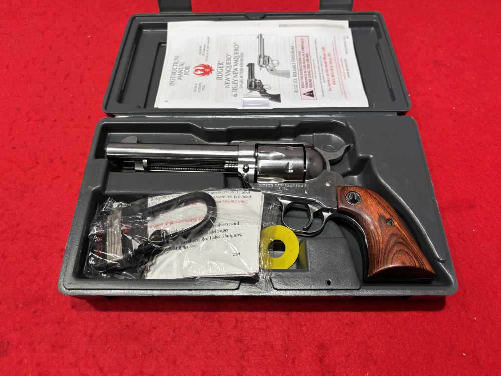 Ruger New Vaquero 5.5" 45 Colt 6 Shot SA Factory Box SS MFG 2014 Used-img-0