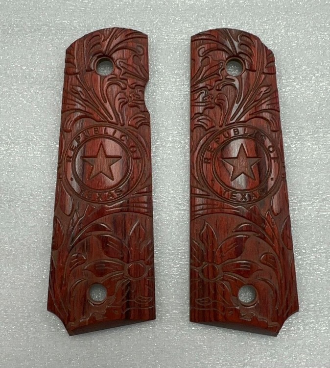 1911 RED AND BROWN WOOD REPUBLIC OF TEXAS GRIPS-img-7