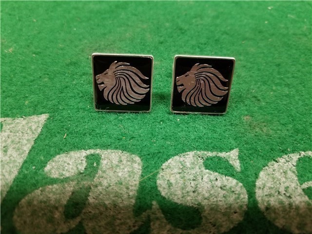 CUSTOM MADE STERLING SILVER CUFF LINKS, LION HEAD-img-0
