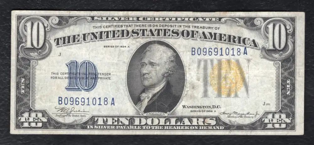 US 1934 Ten Dollar North Africa Silver Certificate Vintage Currency Money -img-0