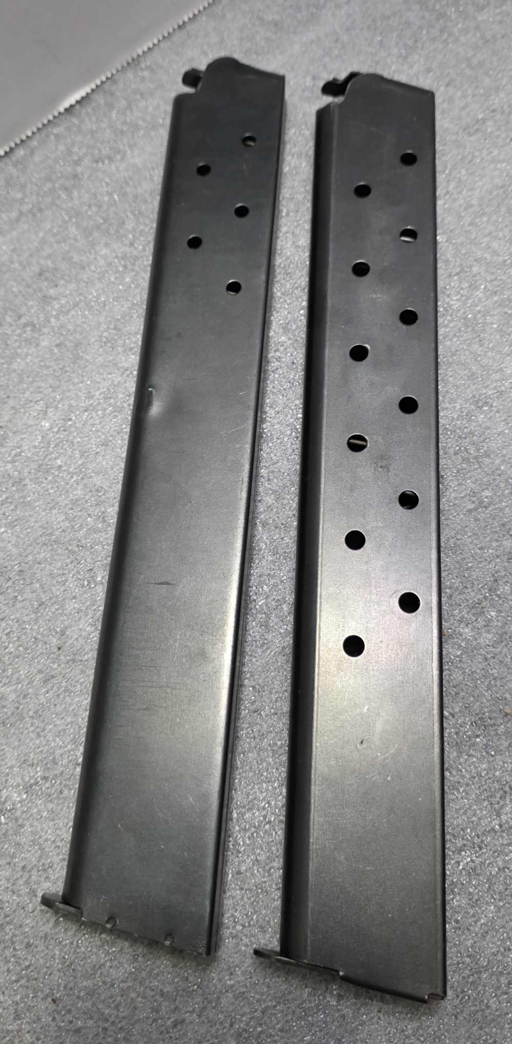 Pair Colt 1911 45 ACP 15 Round Extended Magazines. One OEM, One Unbranded -img-3