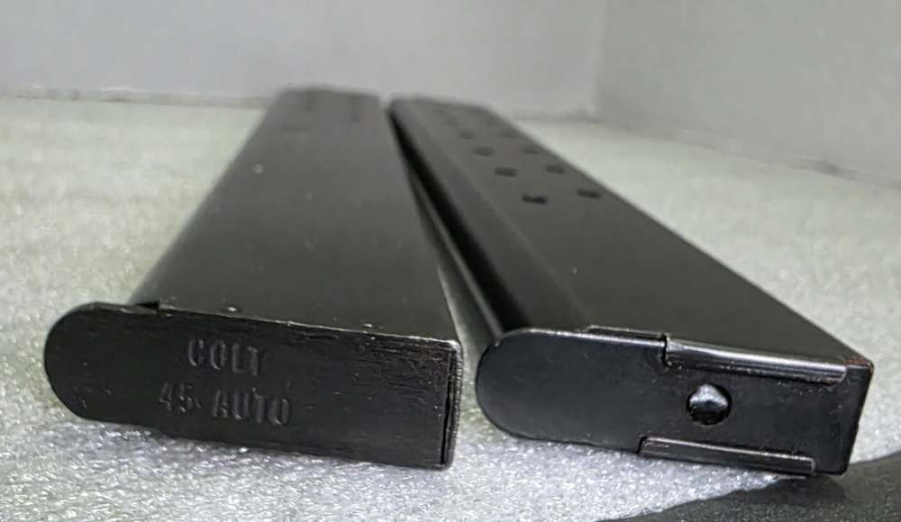 Pair Colt 1911 45 ACP 15 Round Extended Magazines. One OEM, One Unbranded -img-4