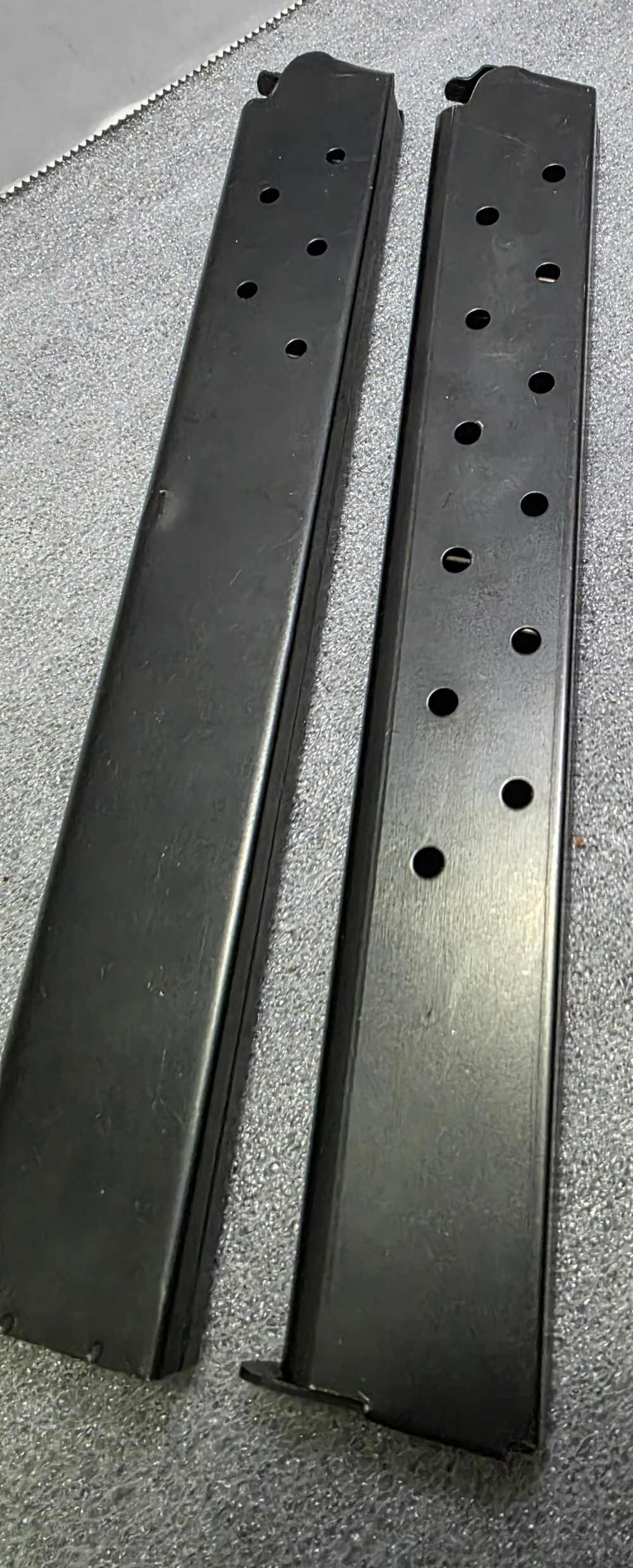 Pair Colt 1911 45 ACP 15 Round Extended Magazines. One OEM, One Unbranded -img-2