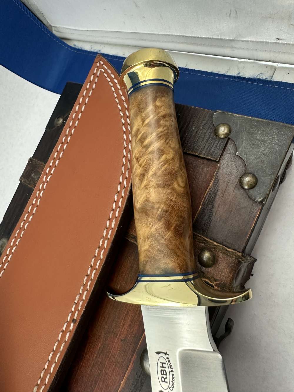 Custom Randall Style Knife  Burl Wood handle-img-10