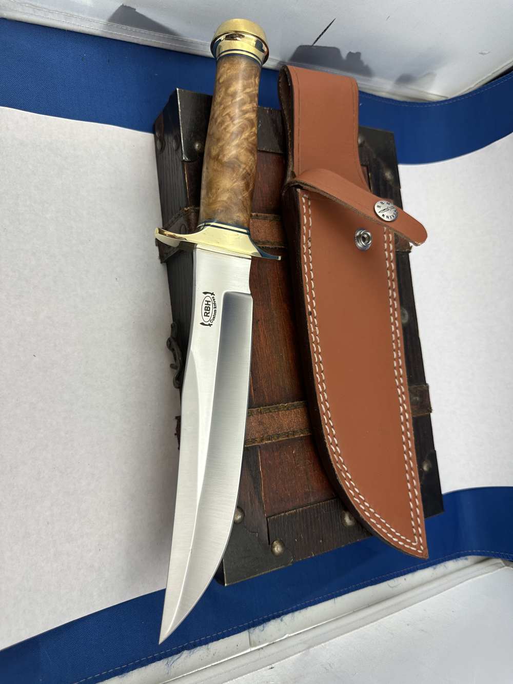 Custom Randall Style Knife  Burl Wood handle-img-1