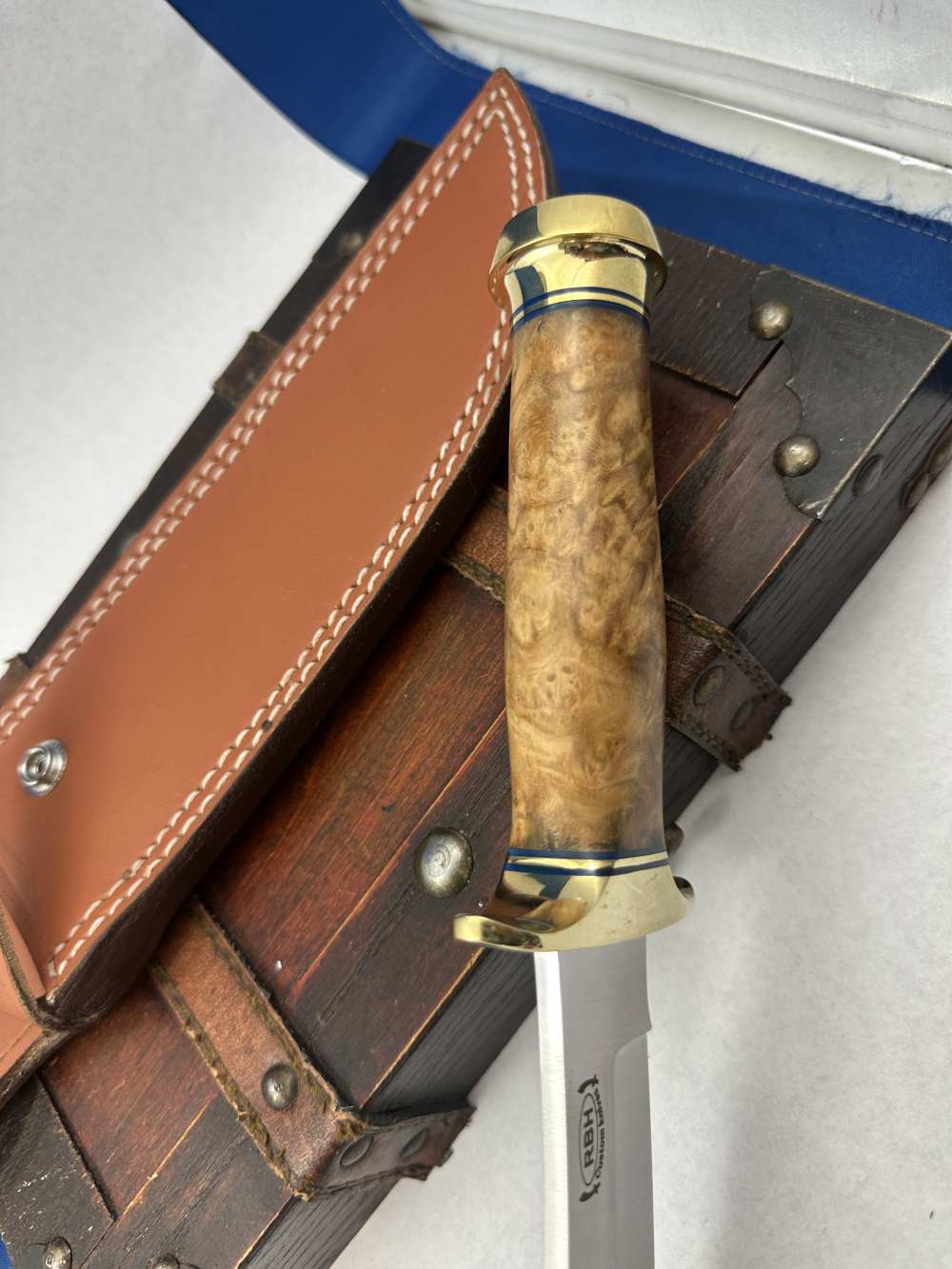 Custom Randall Style Knife  Burl Wood handle-img-4
