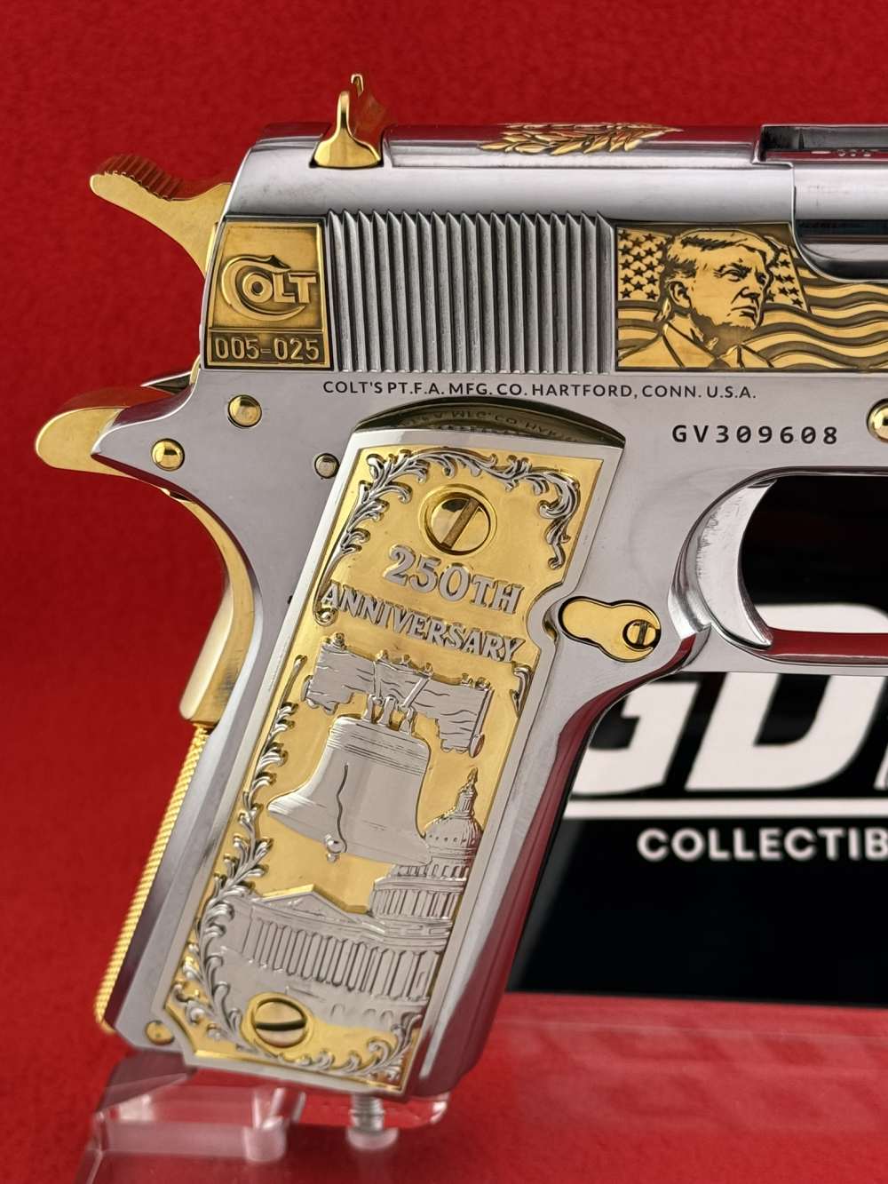 Colt 45acp-Ameri, 250 Aniv. 25-Made VERY RARE-24K Gold Engrave design by RP-img-1